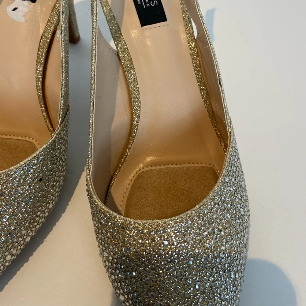 Jones New York Berria Women's Pumps Heels Size 9.5‎ Gold Rhinestone Crystal